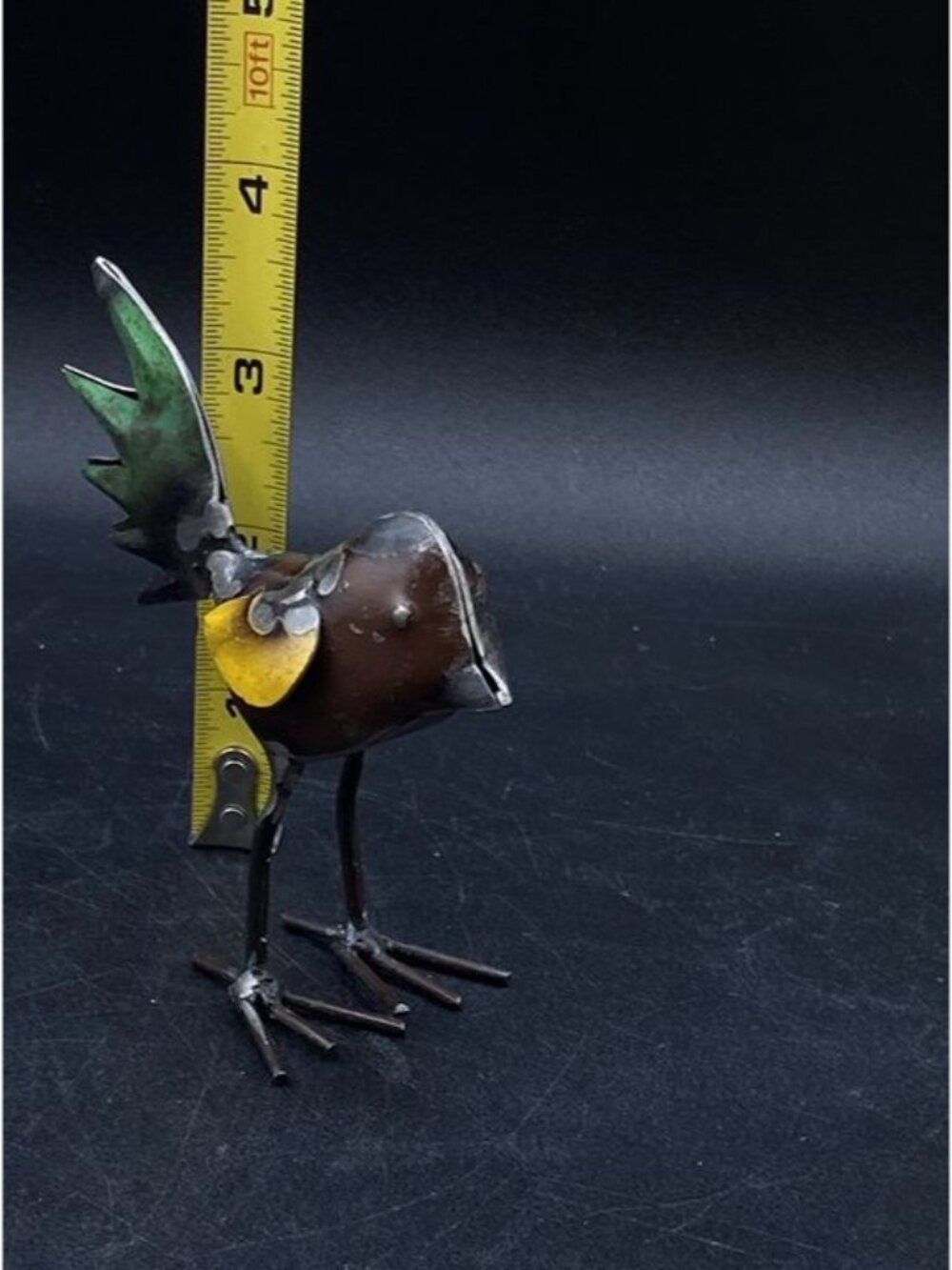 Recycled Metal Mini Bird Sculpture 3.5” Tall Multicolor Welded Rustic - Picture 4 of 8